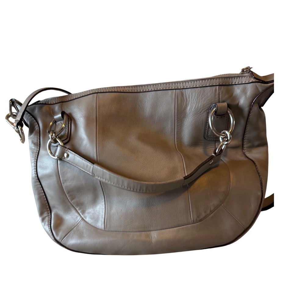 Coach Kristin Woven Leather Hobo Bag‎ Grey Taupe L1120-19312 Crossbody Handbag - Picture 10 of 12